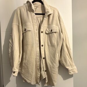 Free People Cream Shirt Jacket